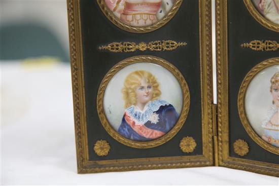 A set of four late 19th / early 20th century French painted miniatures of Napoleon and family,